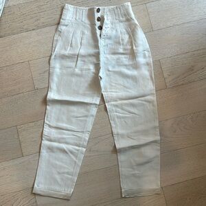 Joie Cream High-Waisted Button Front Trousers